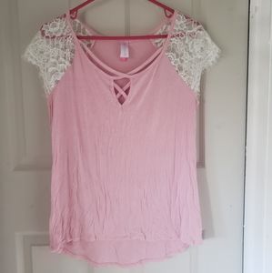 No Boundaries Soft Pink & White Top